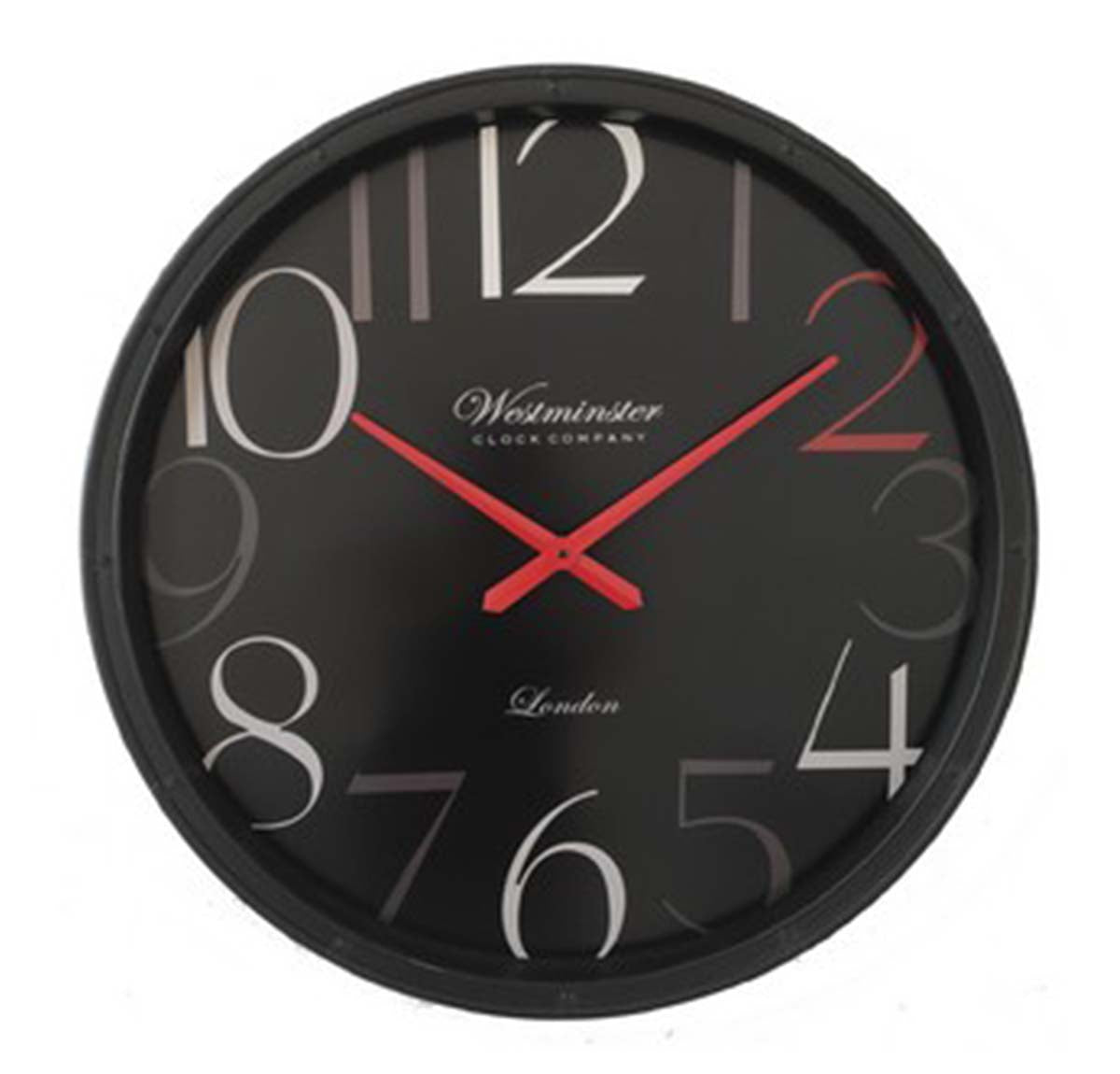 The Westminster Numeral Round Wall Clock - Black/Red | Home Decor