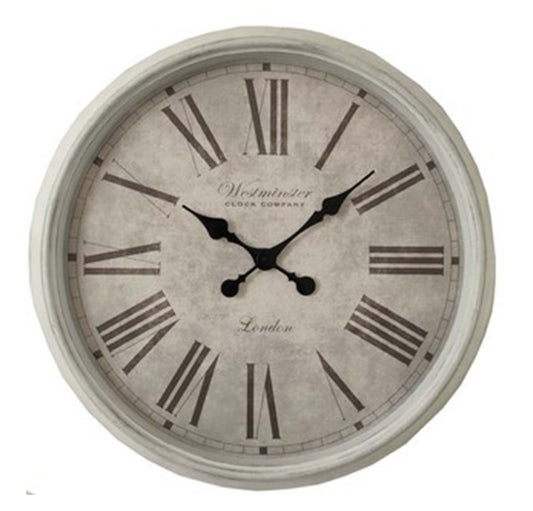 The Westminster Roman Numerals Round Wall Clock - white wash | Home Decor