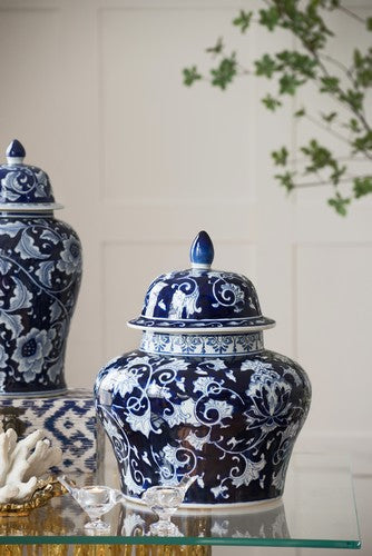 Aline Ginger Jar- blue/white | Home Decor
