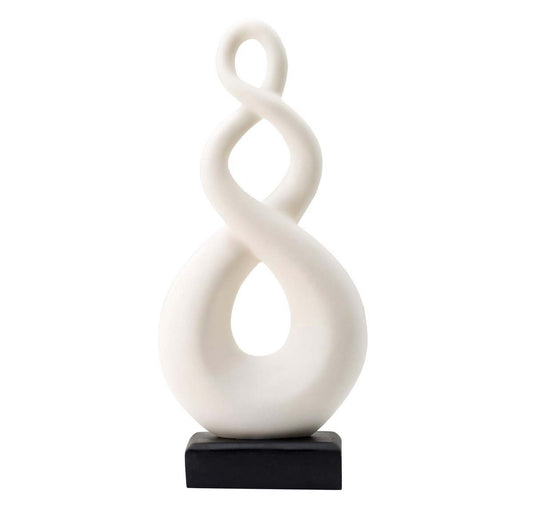 Koru Triple Twist Sculpture On Stand- White | Small Decor | Home Decor