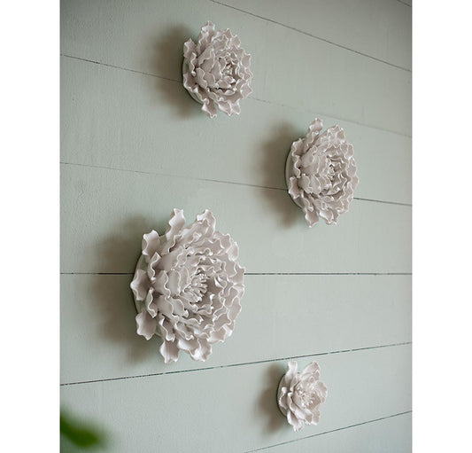 Ceramic 3D Flower Wall Hanging Decor Small - Cream
