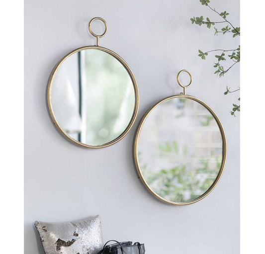 26" Elegance Round Wall Hanging Mirror - Gold