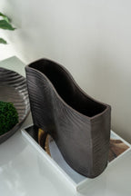 Aluminium Timber Wavy Rectangular Vase - Wenge