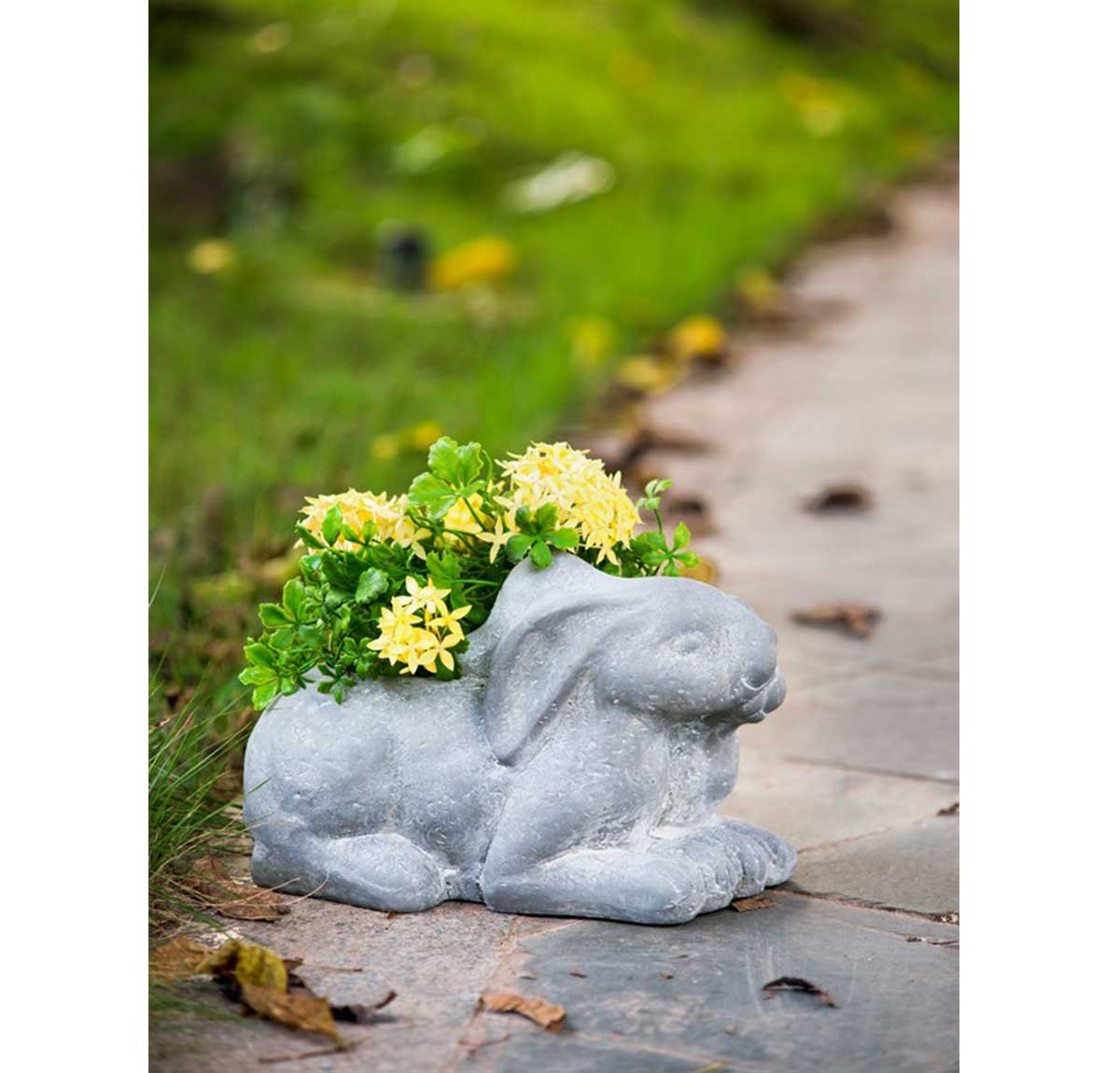 Grey Rabbit Planter - Resin | Pots & Planters | Home Decor