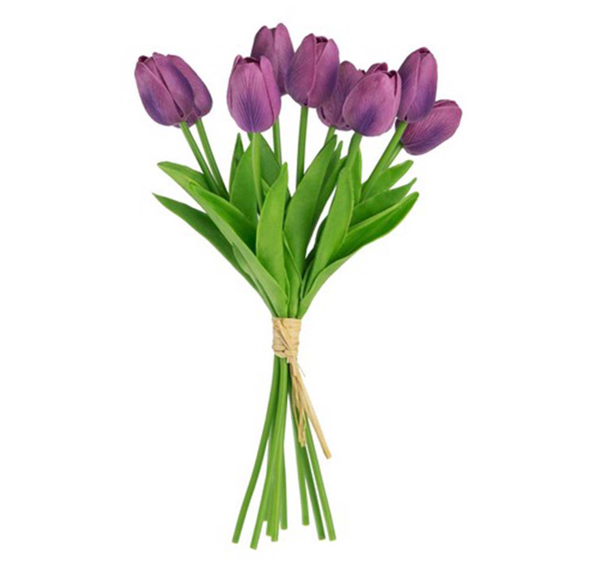 Artificial 9-Stem Purple Tulips Bunch | Silk Flowers | Home Decor