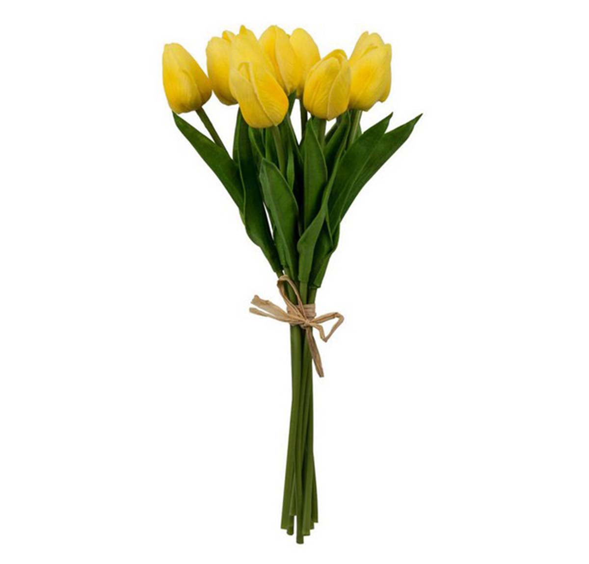 Artificial 9-Stem Yellow Tulips Bunch | Silk Flowers | Home Decor