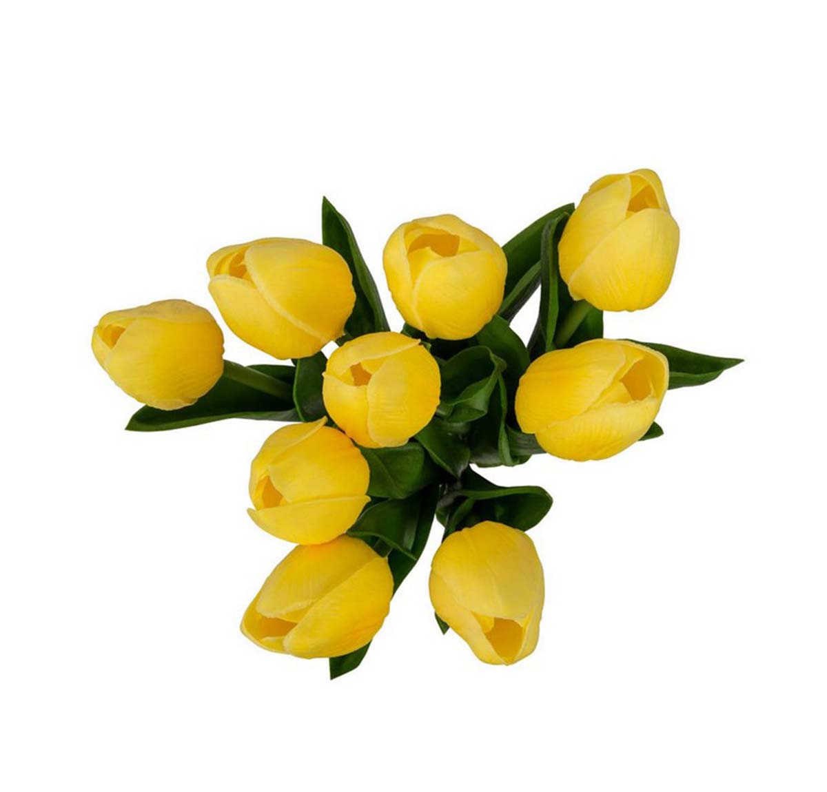 Artificial 9-Stem Yellow Tulips Bunch