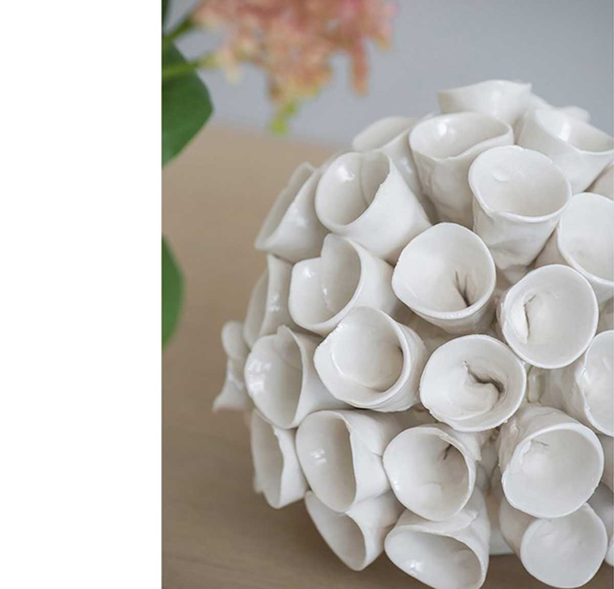 Faux Sphere-shaped Coral Accent - White
