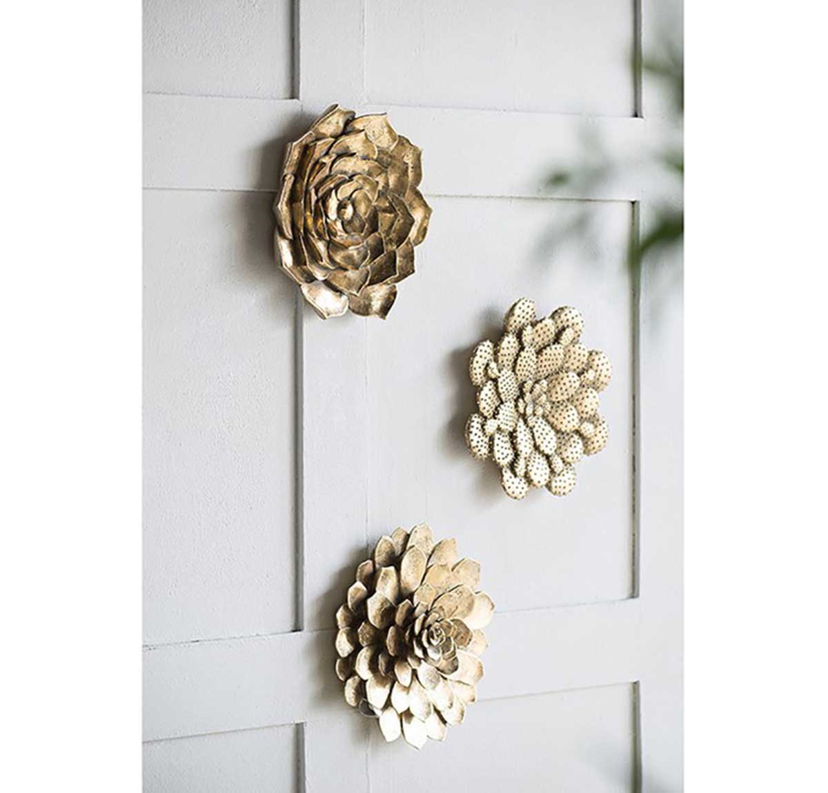 Annie Succulent Wall Hanging Plaque - gold