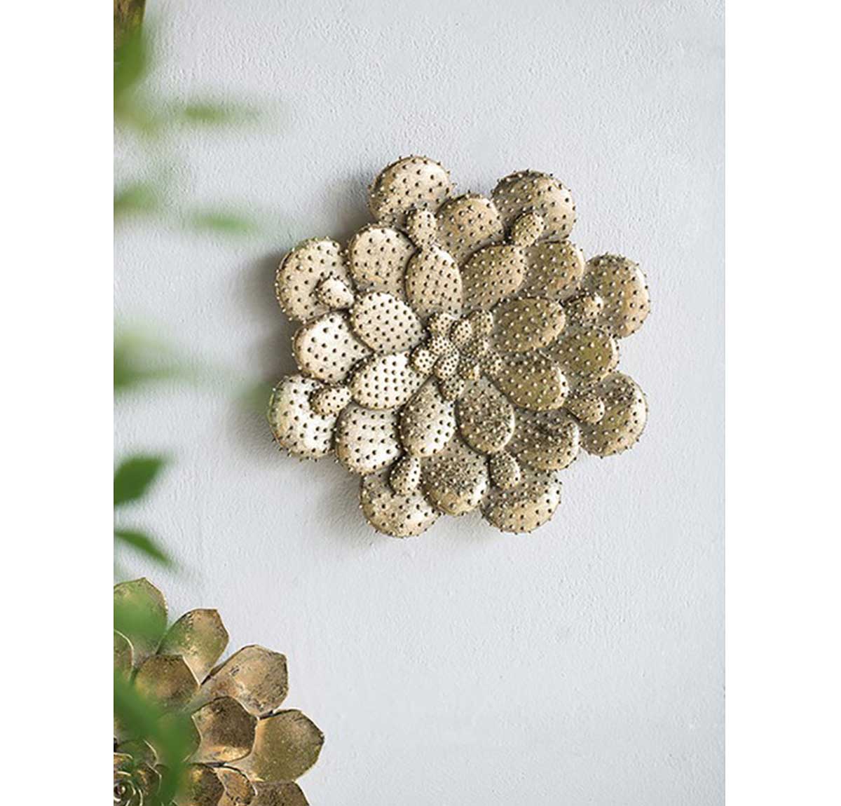 Annie Succulent Wall Hanging Plaque - gold
