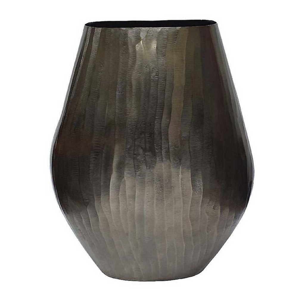 Aluminium Layered Chisel Vase - Silver | Vases & Urns | Home Decor