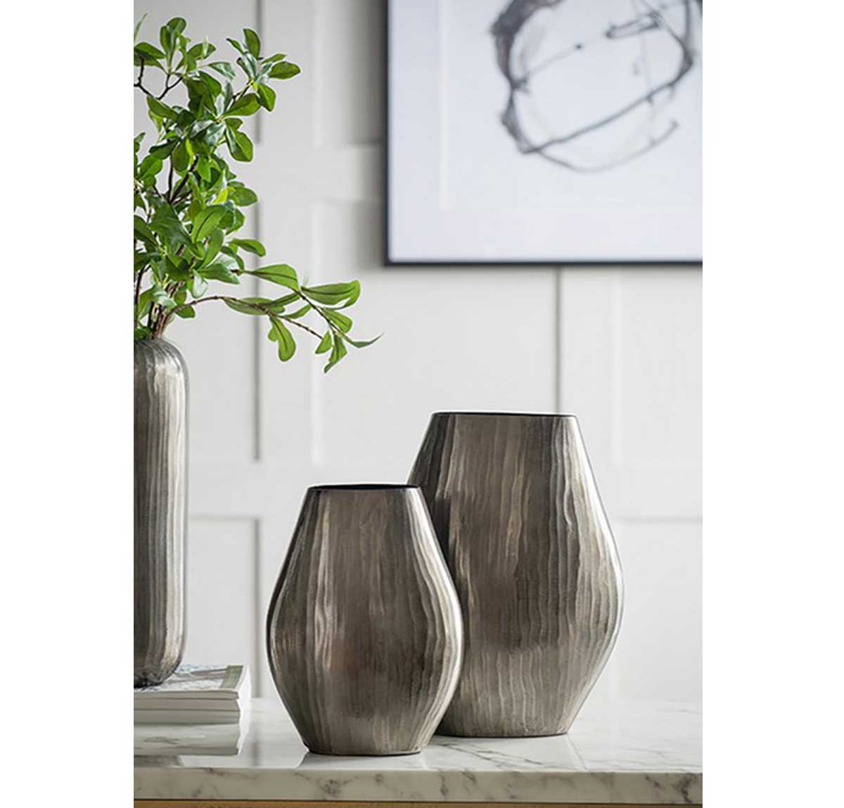 Aluminium Layered Chisel Vase - Silver | Vases & Urns | Home Decor