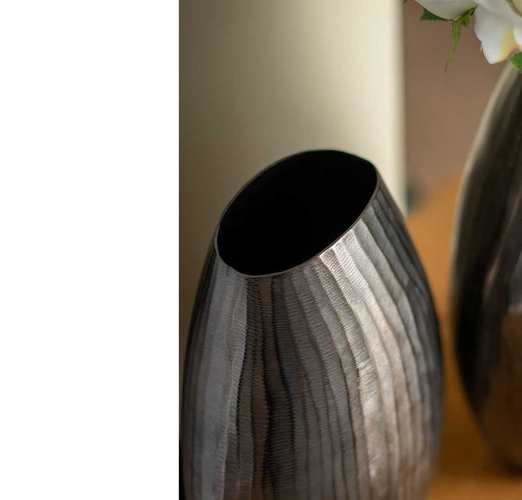 Aluminium Layered Chisel Vase - Silver