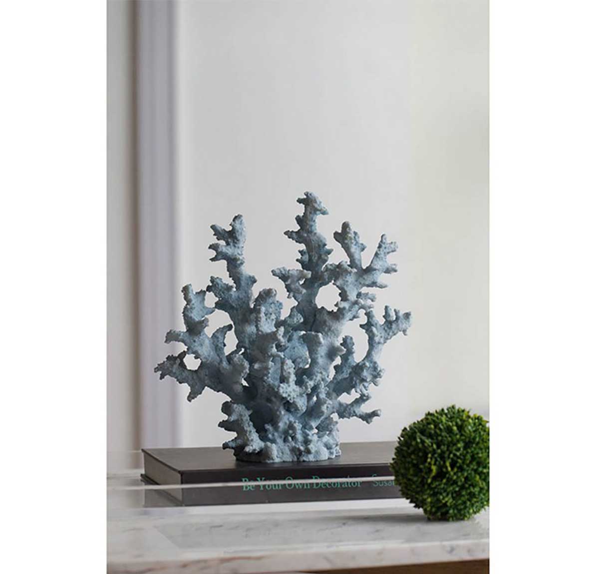 Faux Delicate Coral Accent - Blue