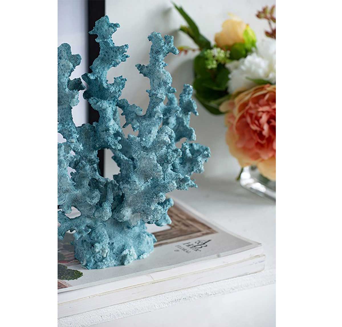 Faux Delicate Coral Accent - Blue