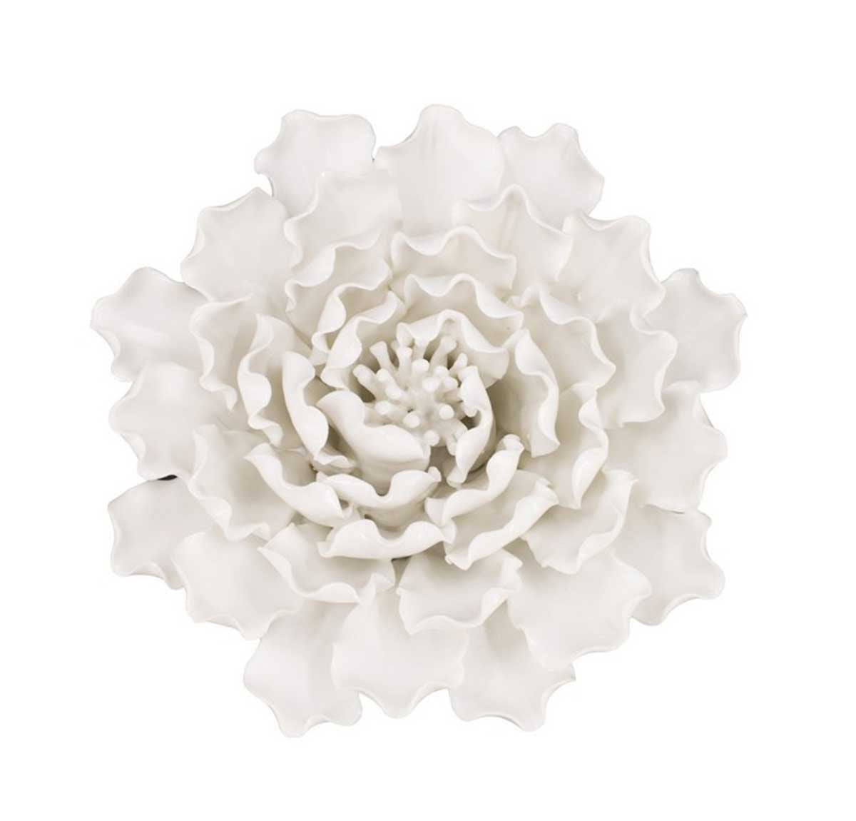 Ceramic 3D Flower Wall Hanging Decor Medium - Cream | Home Decor