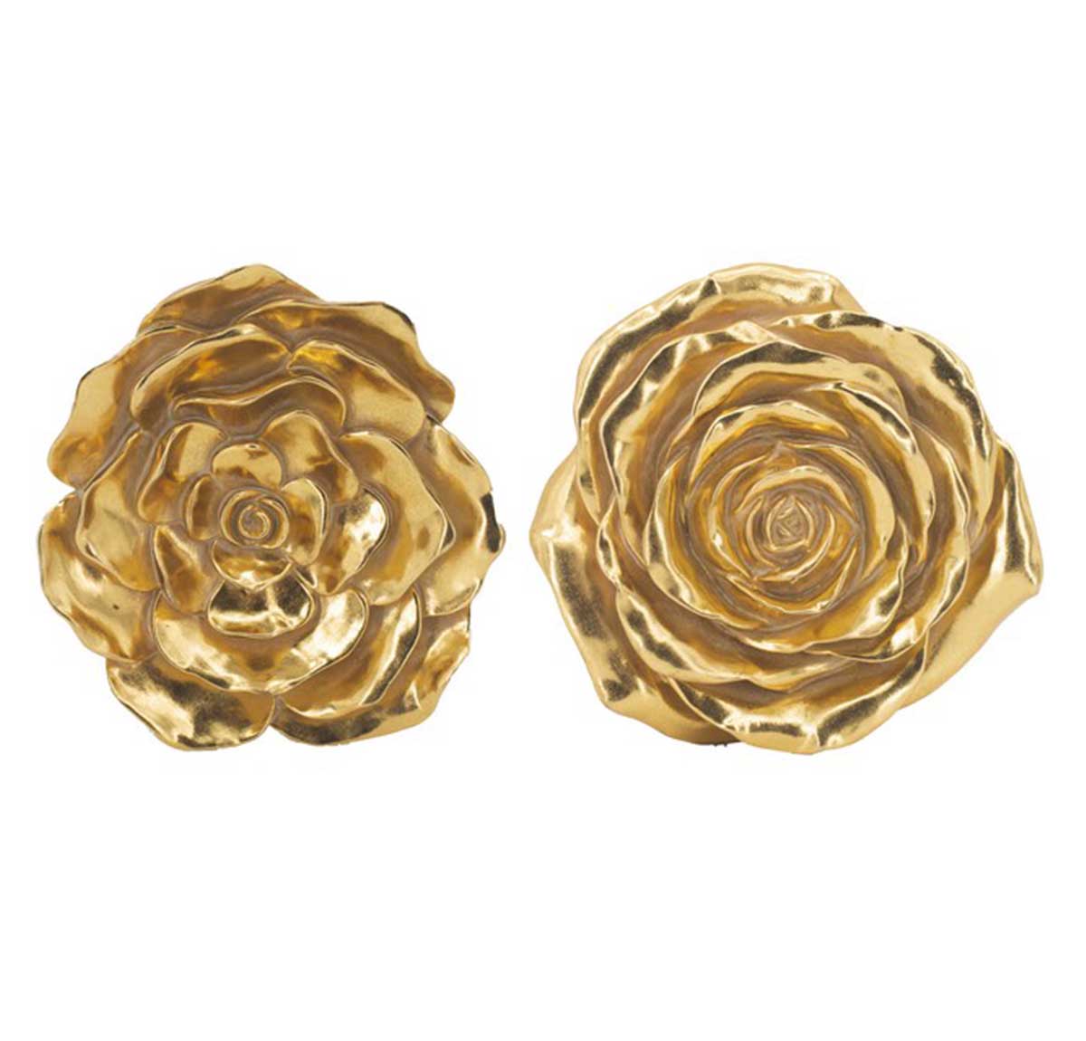 Gold Floral Wall Hanging Plaque set of 2 Wall Art Home Decor