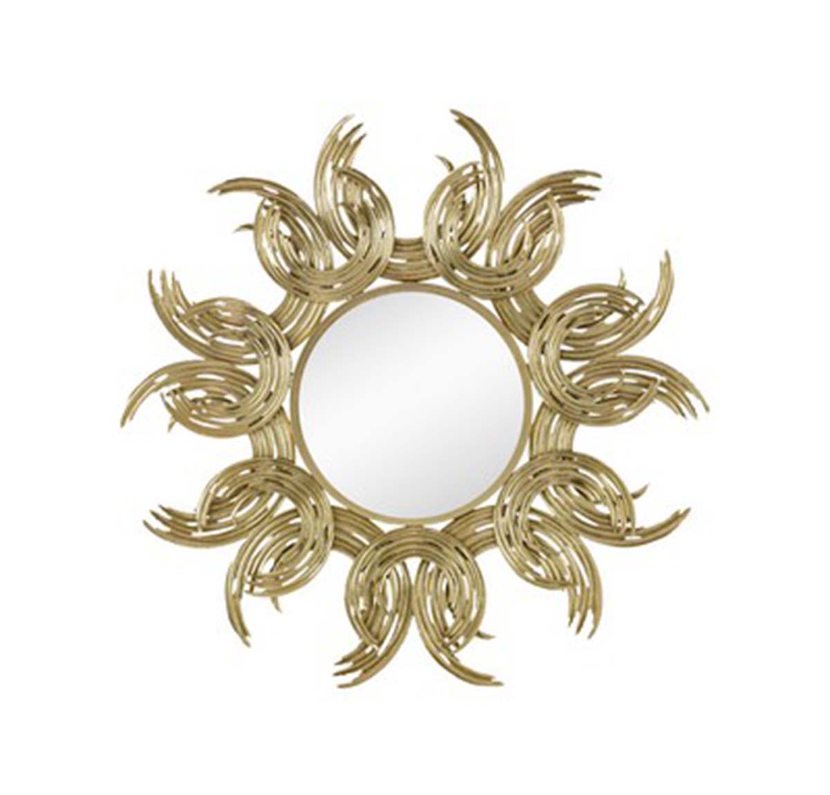 Aurelie Round Wall Hanging Metal Mirror - Gold | Mirrors | Home Decor