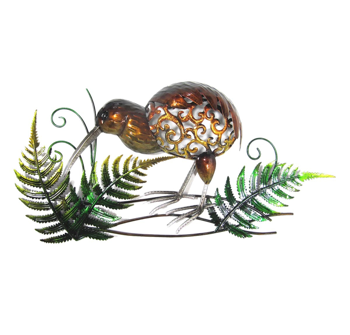 Single Kiwi With Ferns Metal Wall Art Hanging - multi | Home Decor