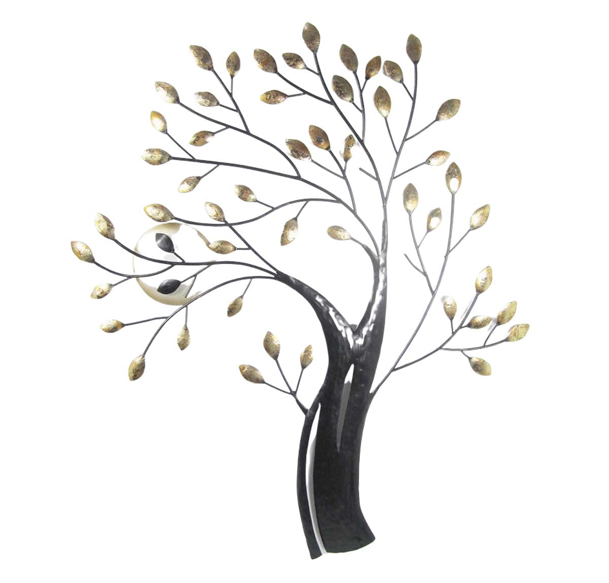 Tree With Sunset Metal Art Wall Hanging - Yellow/Black | Home Decor