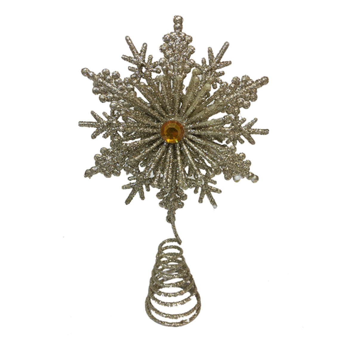Champagne Metal Snowflake Christmas Tree Topper - 230mmH | Home Decor