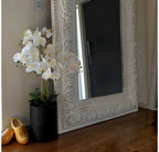 Artificial Real Touch White Orchid With Tall Black Pot - 5 spray