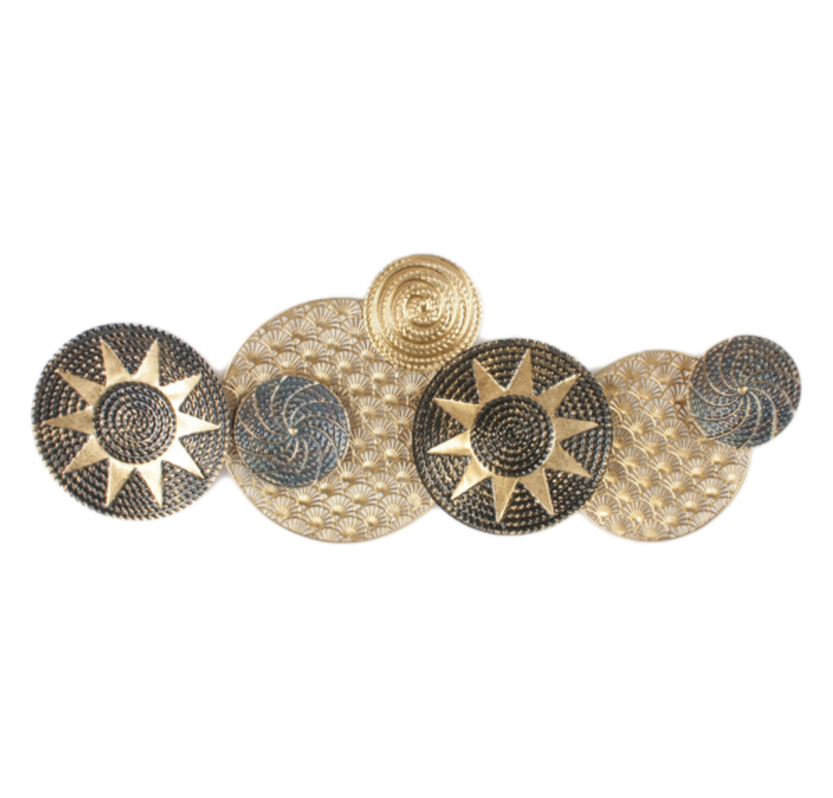 Circles and Stars Metal Art Wall Hanging - gold/black
