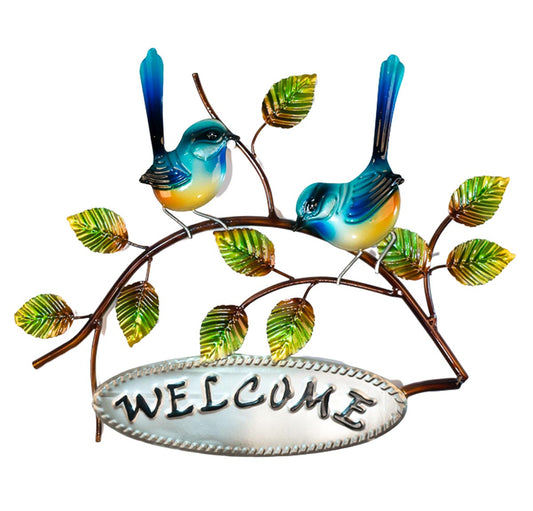 Pair of Fantails Welcome Sign - Metal Wall Hanging