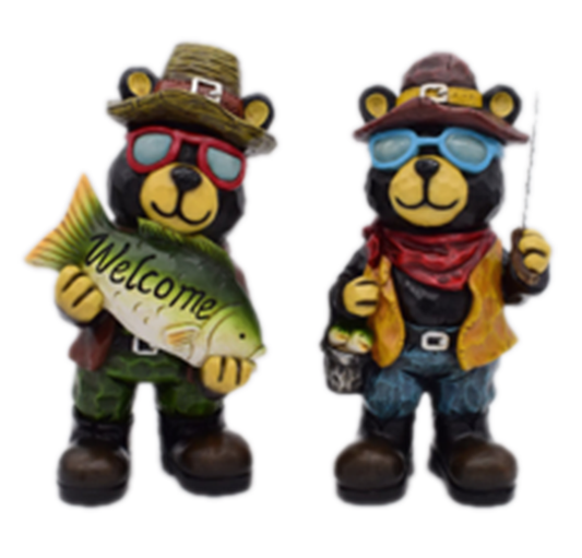 Fishing Bears - Welcome Sign - Set of 2 - Polyresin | Small Decor | Mish Lifestyle