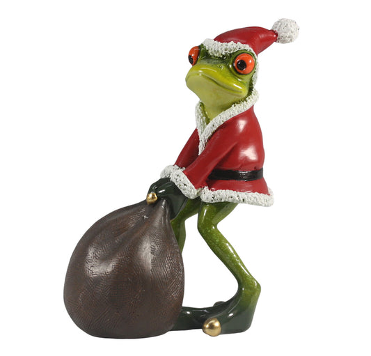 Funky Frog At Christmas- Santa Frog With Gift Sack | Home Decor