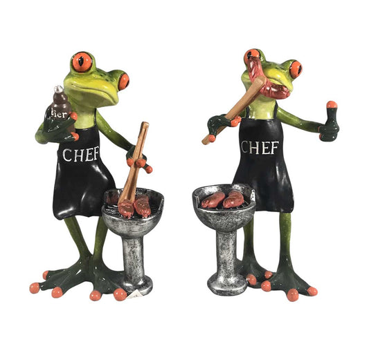 Pair of Funky Frog BBQ Chefs - Polyresin | Ornaments | Small Decor | Home Decor