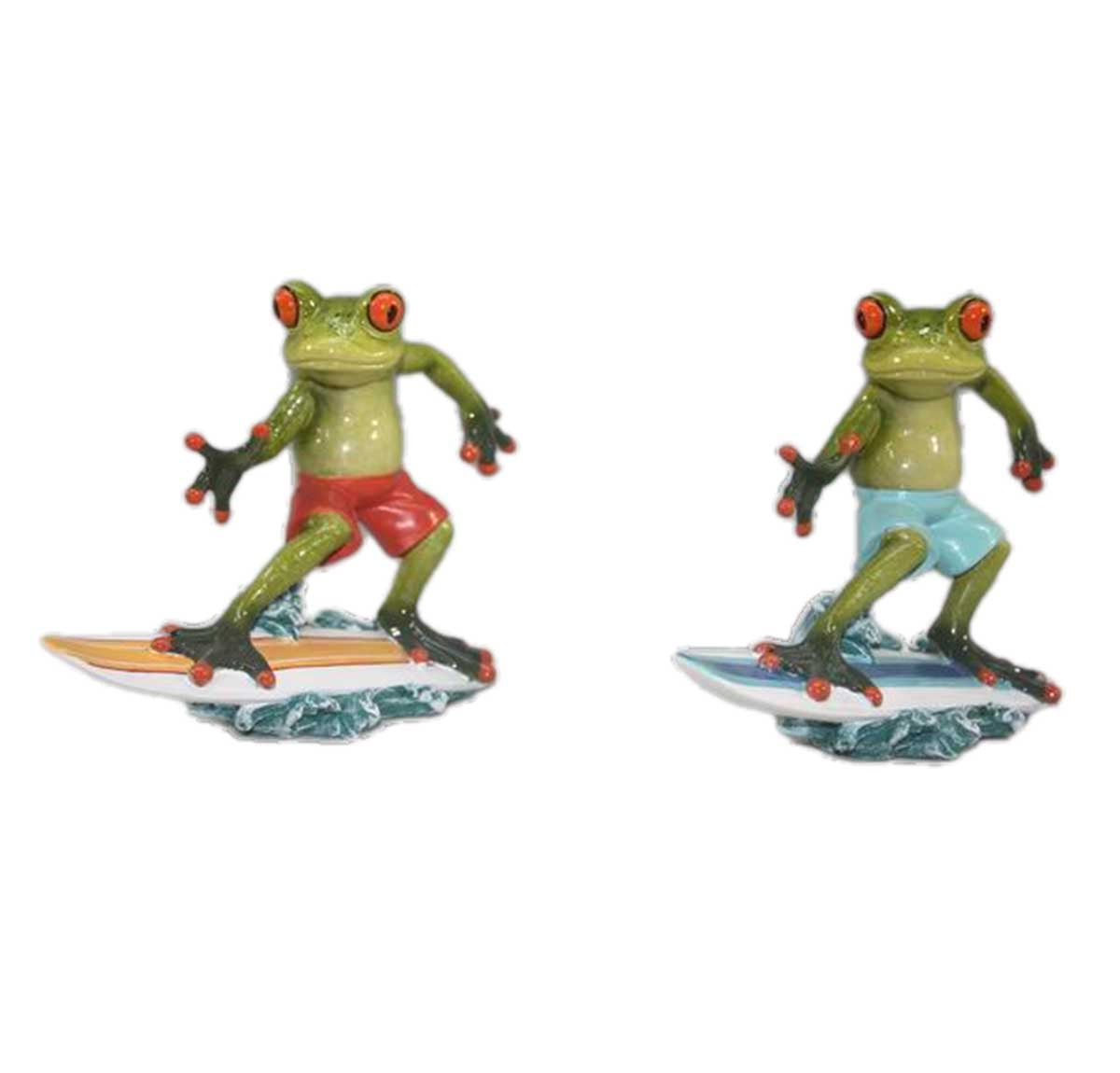 Pair of Funky Frogs Surfing - Polyresin