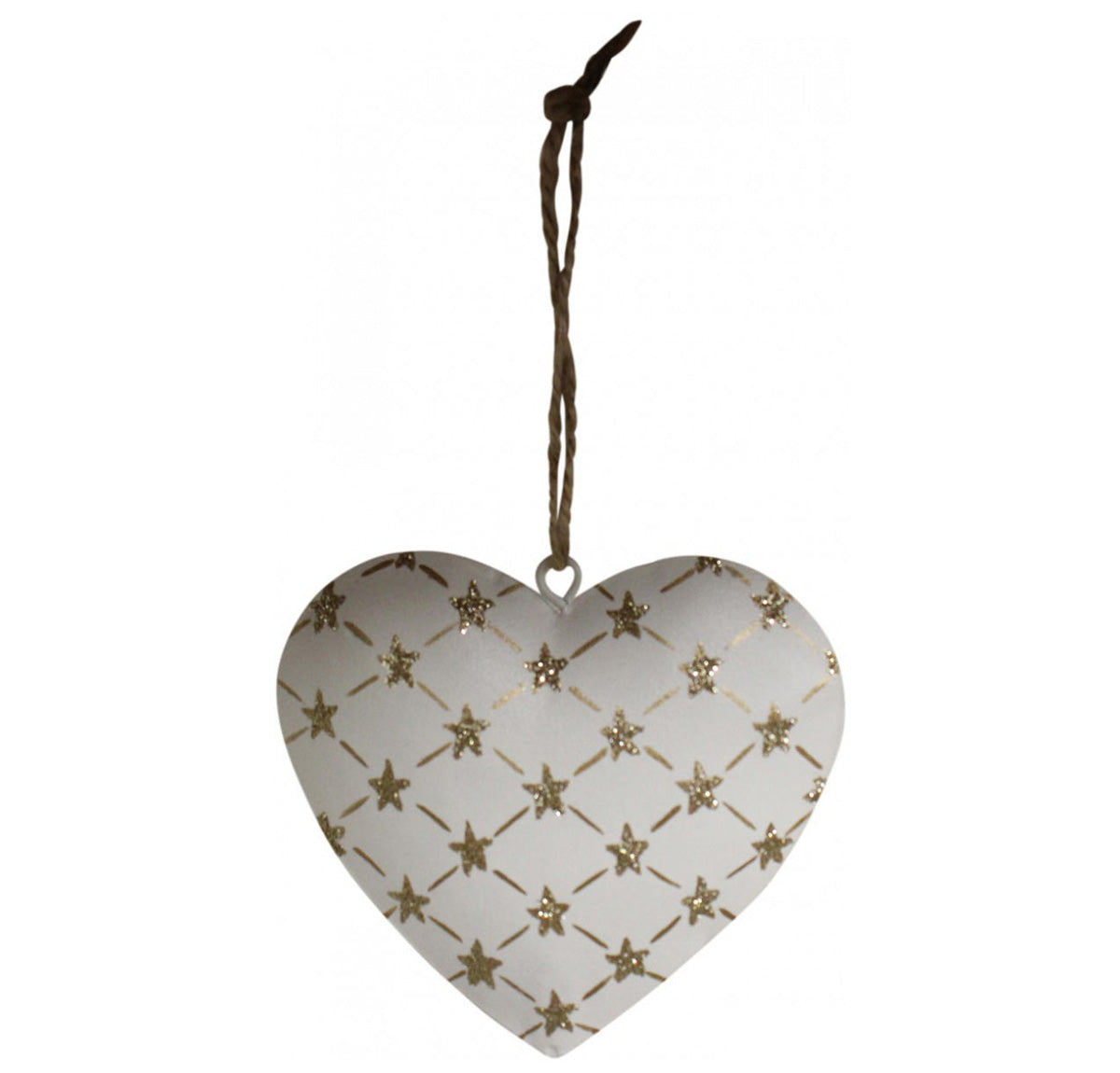 Metal Hanging Heart With Gold Stars - 100mmH | Home Decor