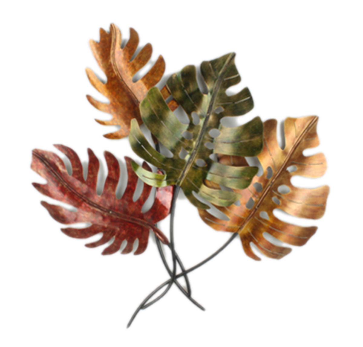 Leaves Decorative Metal Art Wall Hanging - Red, green, gold | Wall Decor | Home Decor