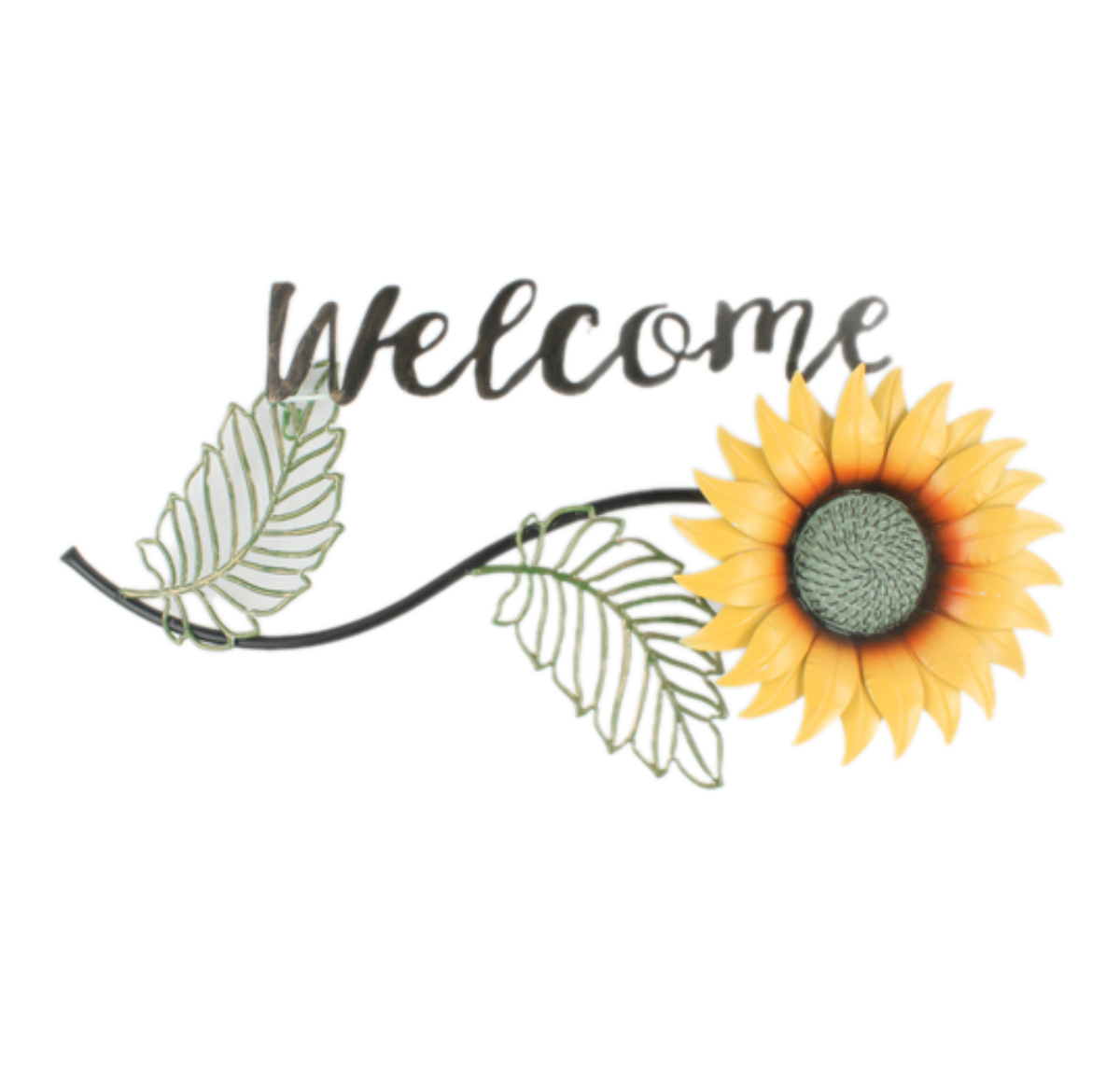 Single Sunflower Welcome Sign - Metal Wall Hanging