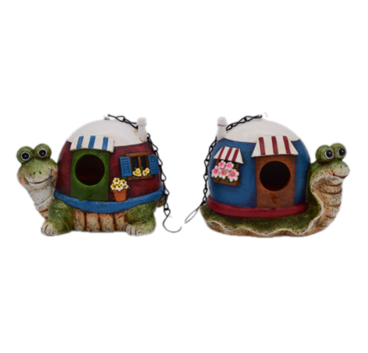 Turtle Bird Houses - Set of 2 - Poly Resin | Garden & Lawn Ornaments | Home Decor